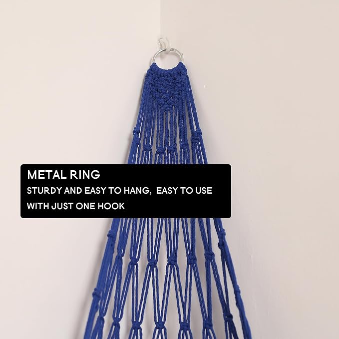 Amdermi Stuffed Animal Storage Toy Hammock Corner Hanging Net for Stuff Animal Storage Macrame Toy Display Plushie Toy Holder-Wall Hanging Net for Kid Bedroom Decor Playroom Organizer (Blue XL)