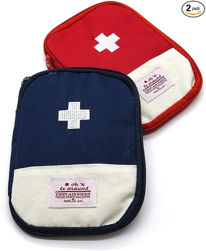First Aid Bag - First Aid Kit Bag Empty for Home Outdoor Travel Camping Hiking, Mini Empty Medical Storage Bag Portable Pouch (Red & Blue (Small Size))