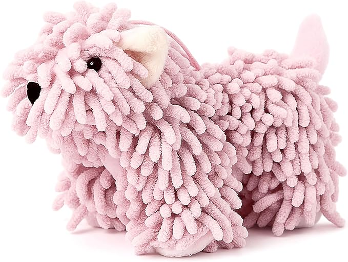 Tegeme 1 Pcs Chenille Dog Hand Towel Fuzzy Dog Towel Absorbent Microfiber Soft for Bathroom Kitchen Washstand (Pink)