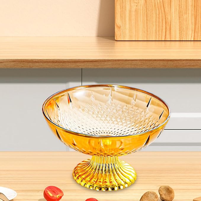 Decorative Pedestal Bowl Dessert Display Snack Tray Footed Fruit Bowl for Dining Table Kitchen Counter Home, B Brown