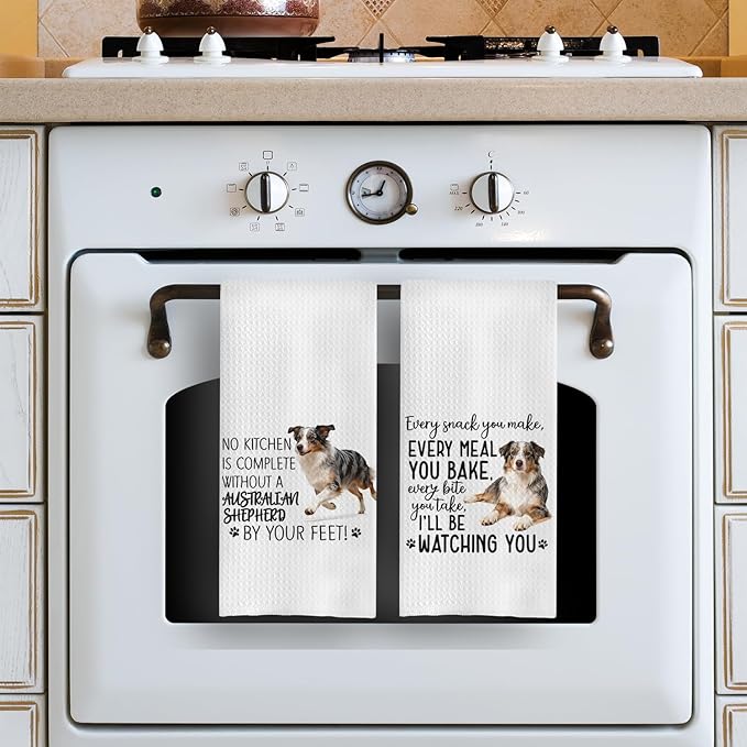 Australian Shepherd Dog Kitchen Towels Set - Australian Shepherd Gifts for Dog Lovers Women, Dogs Hand Towels Dish Towels Decor, 16x24 Inch,Set of 2