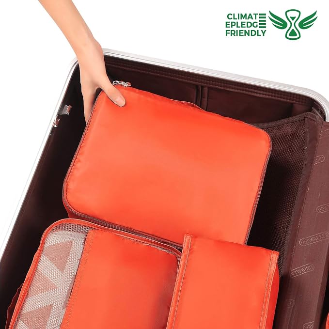 BAGAIL 8 Set Packing Cubes Luggage Packing Organizers for Travel Accessories-Orange