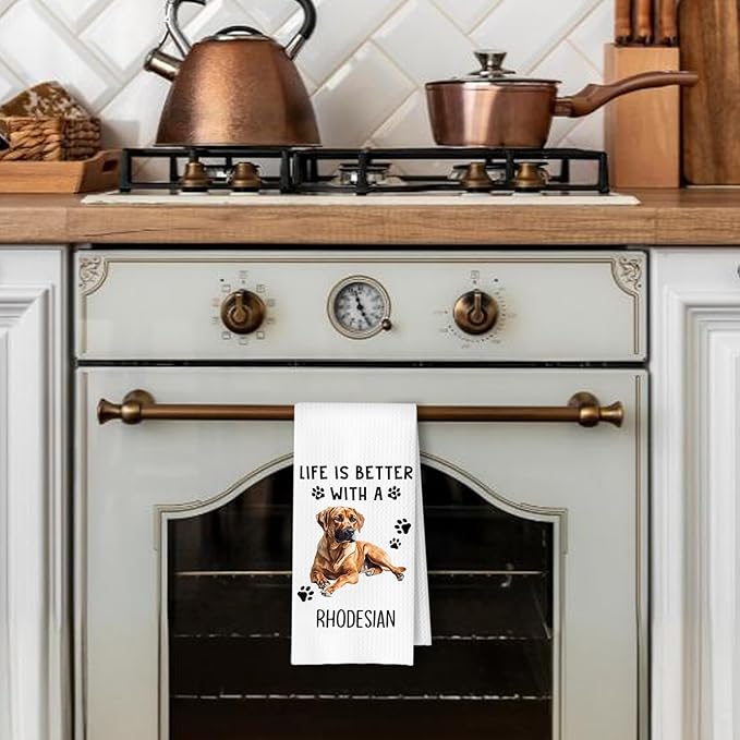 Rhodesian Ridgeback Gifts Kitchen Towels, Ridgeback Dog Lover Gifts Dish Tea Towels for Kitchen Decor, Dog Mom Dad Gift Decorative Hand Towel for Bathroom, 16x24 Inches