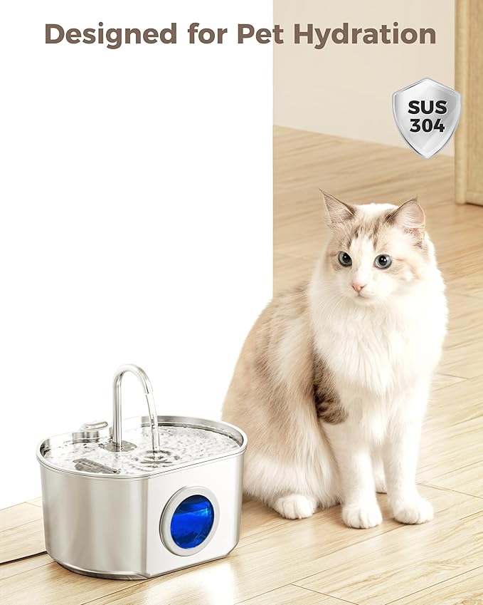 Neareal Cat Water Fountain Replacement Filters & Pre-Filter Sponges Compatible with 74oz/2.2L Stainless Steel Pet Fountain (6 Filters & 6 Sponges)