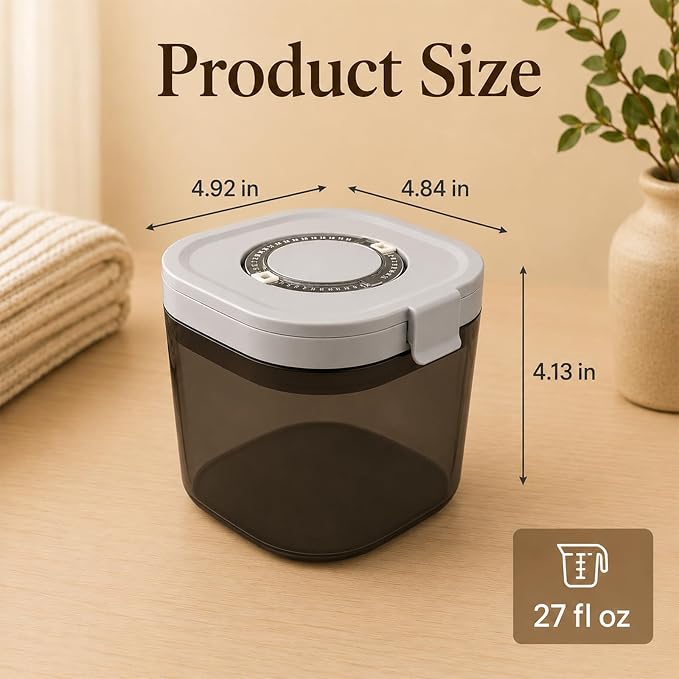 800ml Airtight Coffee Canister, 4.9 x 4.9 x 4.1 in Coffee Storage Container with Date Tracker, Food Storage Jar with Scoop for Beans, Grounds, Sugar, Flour, Kitchen Organization