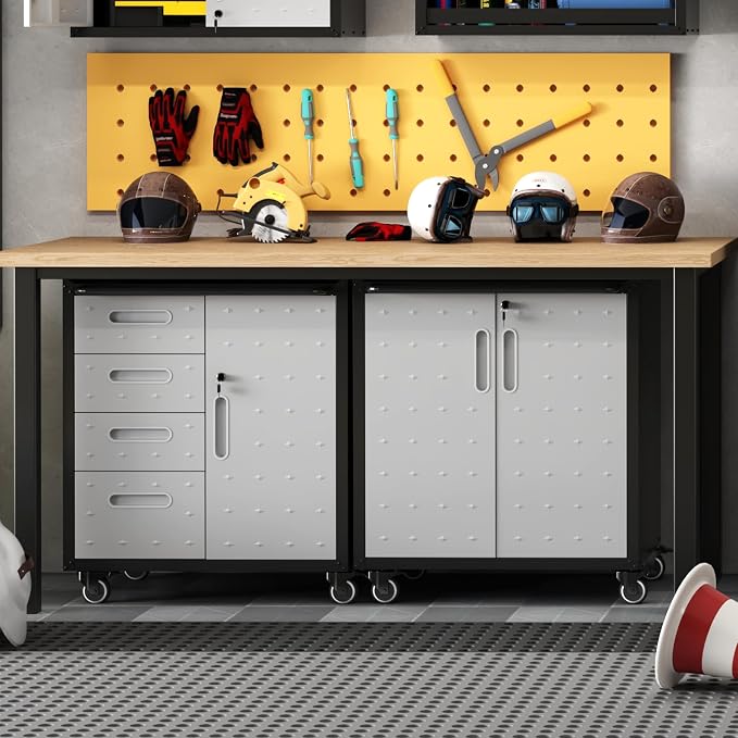 Metal Mobile Tool Storage Cabinet with 4 Drawer and 1 Locking Door | Heavy Duty Rolling Garage Tool Cabinets with Wheels,Metal Storage Cabinets,Assembly Required