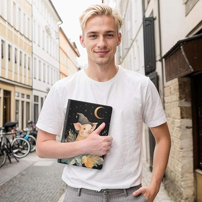for Samsung Galaxy Tab S8/S7 2022/2020 11 Inch (SM-X700/X706/T870/T875/T878) Tablet Protective Cover with Adjustable Stand and Magnetic Auto Wake/Sleep,Cute Pig Wizard