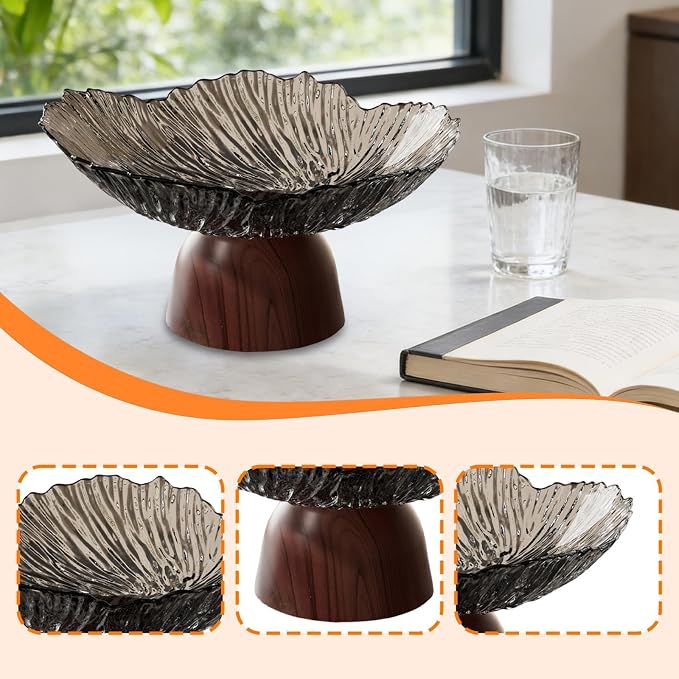 Pedestal Fruit Bowl: Elegant Fruit Bowl with Stand, Decorative Serving Tray And PET Organizer for Dining And Home Parties, black