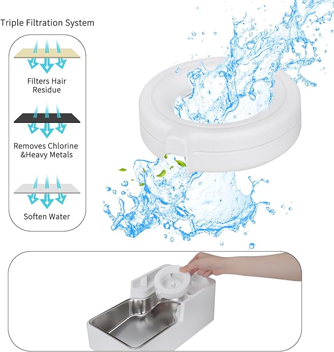 Automatic Pet Water Dispenser: 9L Gravity-Fed Stainless Steel Bowl - BPA-Free Large Capacity White Feeder for Dogs & Cats - Indoor/Outdoor Use