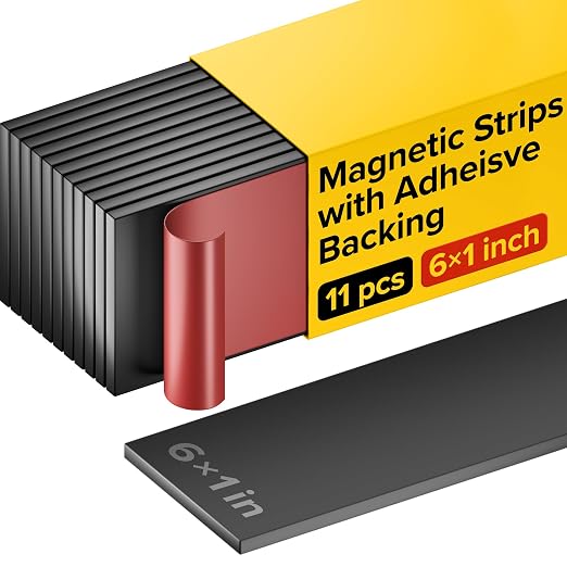 X-bet MAGNET Super Sticky Adhesive Magnetic Strips, 6x1 (15x2.5cm), 11 pcs | Flexible Magnet Strips, Adhesive Backing, Easy to Cut & Mount, For Crafts, Labels & Light Organization
