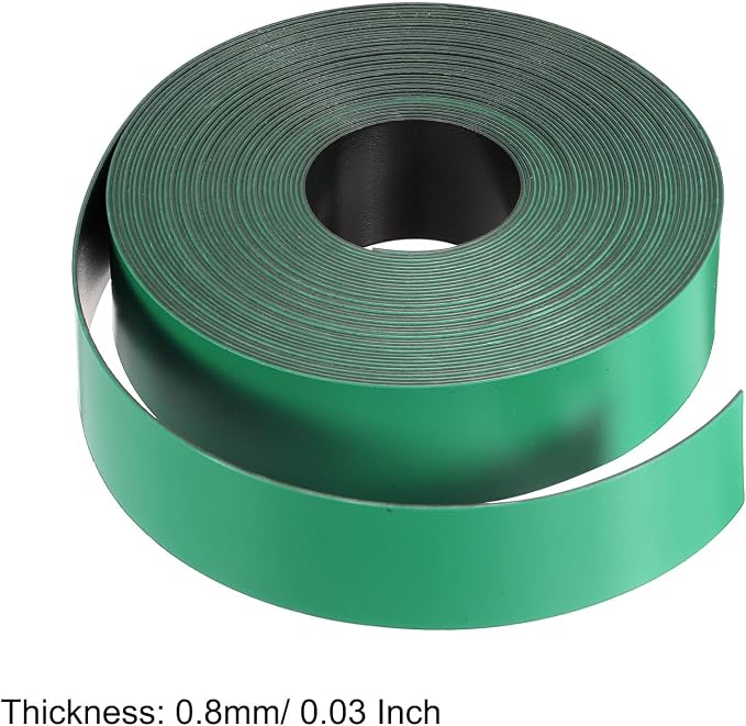 MECCANIXITY Magnetic Strip with Strong 1 Inch x 26.25 Feet Magnetic Strip Tape,Magnetic Tape Labels for Whiteboards Refrigerator and Crafts Green
