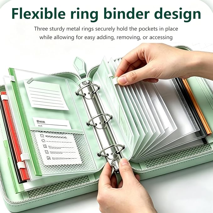Waterproof Pill Organizer Set, Waterproof Pill Pouch Set for Travel, Pill Storage with 14 Color-Coded Pouches and Zipper, Reusable Travel Medicine Organizer for Vitamins Supplements Fish Oils (Green)
