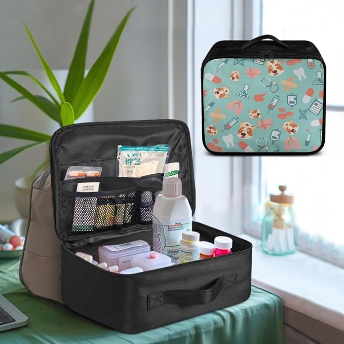 Nurse Portable Empty First Aid Kit Bag Pet Dog Travel Medicine Pouch Patterns Medical Bag Empty Medium Medical Supplies Organizer Bag Trauma Kit for Traveling Hiking Camping School