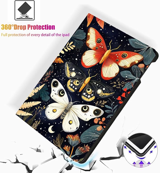 for Microsoft Surface Go 4/3/2/1-10.5" 2021 Tablet Case,Auto Wake/Sleep,Adjustable Stand Protective Cover - Butterfly Floral