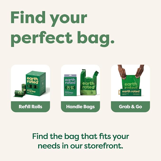 Earth Rated Dog Poop Bags on Refill Rolls, 120 Bags, Unscented | Guaranteed Leak Proof and Extra Thick Waste Bag Refill Rolls