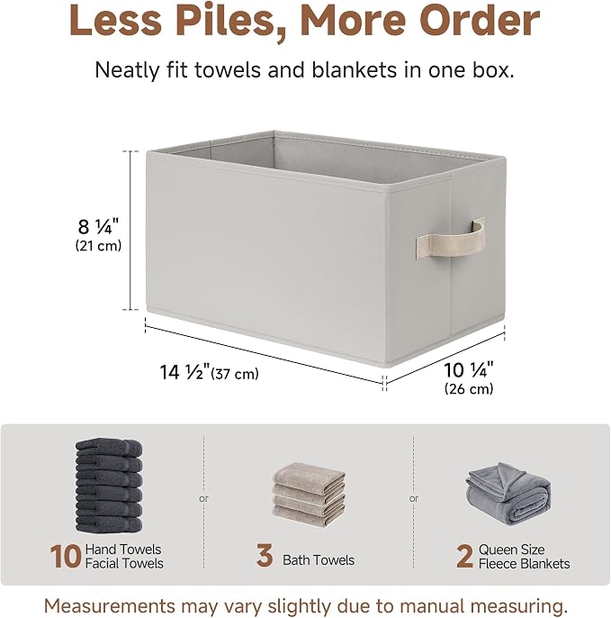 StorageWorks Closet Storage Bins, Light Gray, Large, 3-Pack | Storage Baskets for Shelves, Fabric Storage Bins, Closet Organization and Storage Baskets, Organizer Bins for Clothes