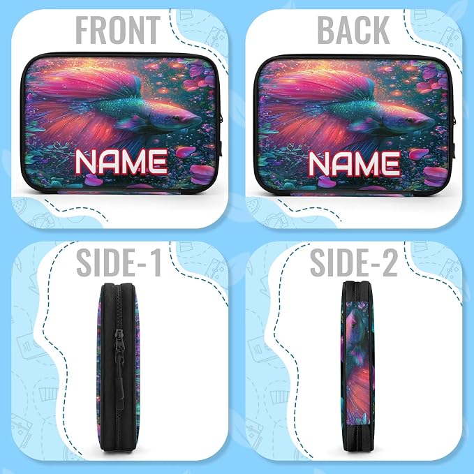 Custom Electronics Organizer Rainbow Betta Fish Travel Cable Pouch Large Tech Accessories Case Waterproof Cord Storage Bag for Power Bank Charger Phone Earphone