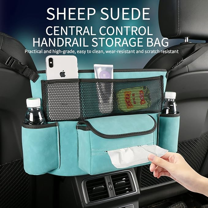 EKALA Car Purse Holder Between Seats with Multi-Pocket Car Large Capacity | Storage Bag Removable Inner Liner Pet Kids Barrier Car Net Pocket Bag Holder for Car(Gray)