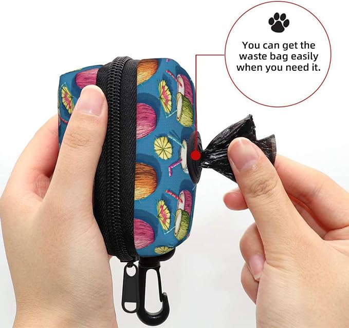 Coconut Drinks Pet Waste Bag Dispenser 0.2L | Portable Dog Poop Holder Waste Bag With Zipper Park Doggy Walking Accessory