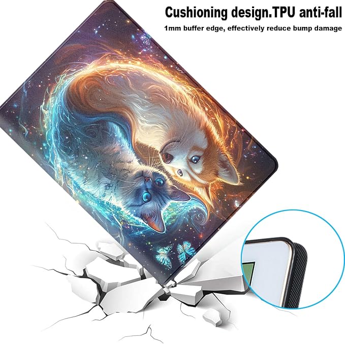 for Samsung Galaxy Tab A7 Lite 2021 (SM-T220/T225/T227) Tablet Protective Cover with Adjustable Stand and Magnetic Auto Wake/Sleep,Pet Cat Dog