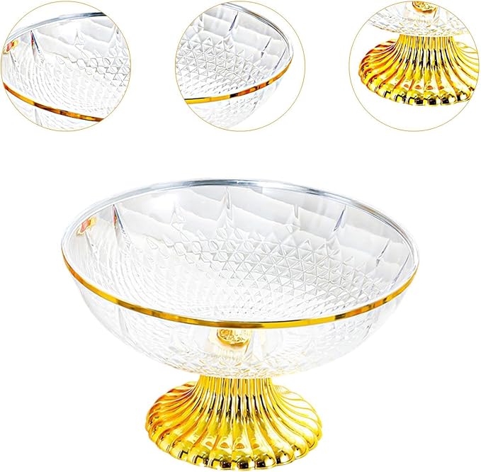 Decorative Pedestal Bowl Dessert Display Snack Tray Footed Fruit Bowl for Dining Table Kitchen Counter Home, B Clear