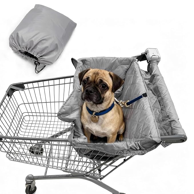 Wibeelee Portable Dogs Shopping Cart Cover Quilting Grocery Cart Cover with Carry Bag for Pets, Secured with Hook and Loop, Comfortable and Easy to Clean