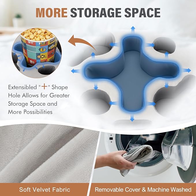 INNO STAGE Couch Cup Holder Pillow | Sofa Caddy Buddy Cupholder Organizer, for Bed Rv Tv Car Man Cave Boat Remote Snacks Drink, Gift for Couch Potato, SilverGrey