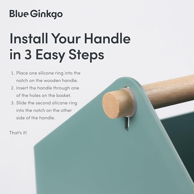 BLUE GINKGO Storage Basket, Large 10.5L, Green, Made in Korea | Portable. Spacious Storage Bin. Everyday Organization.