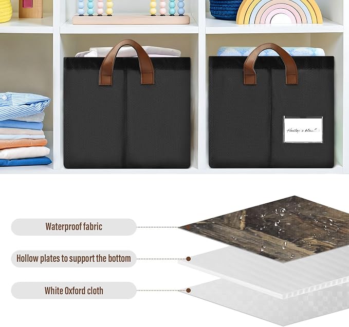 Black Christmas Nativity Scene Storage Basket Foldable Cube Storage Bins with Handles&Label Waterproof Organizer Box Bin Large Rectangle Decorative Baskets for Shelves Home Room Laundry Indoor