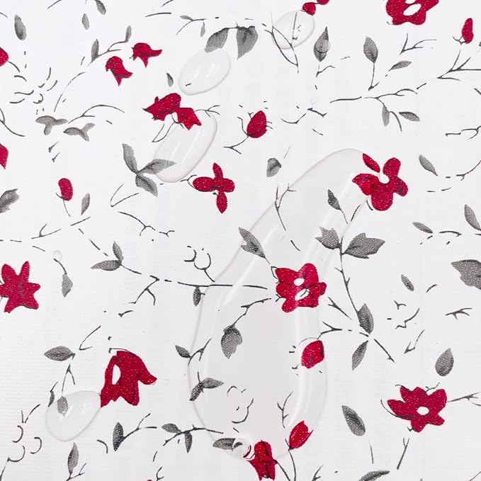 Yifely Red Rural Floral Shelf Liner Locker Decor Sticker Self-Adhesive Furniture Paper 17.7 Inch by 9.8 Feet