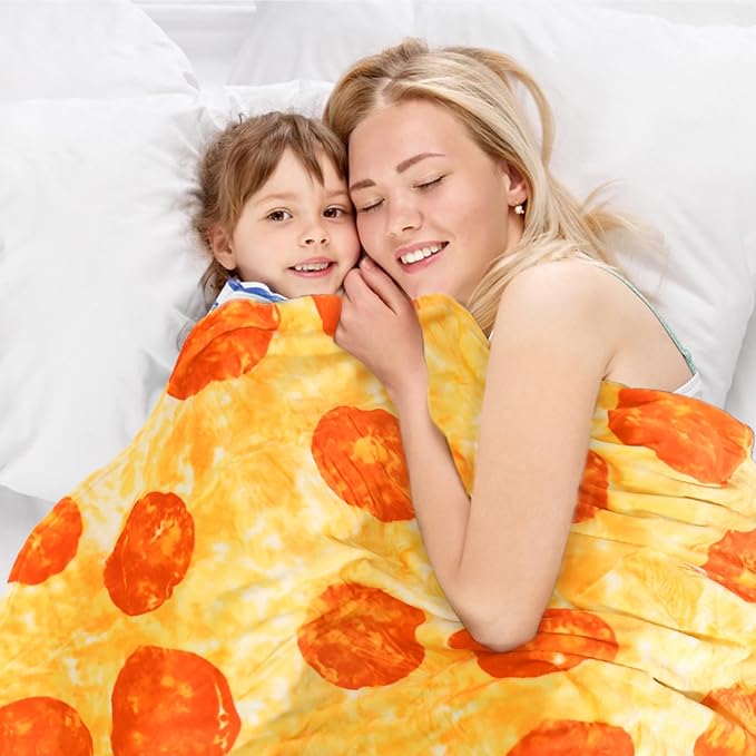 Bnuitland 80 Inch Pizza Funny Blanket, 300 GSM Double Sided Giant Novelty Tortilla Realistic Food Blanket for Your Family, Adults and Kids