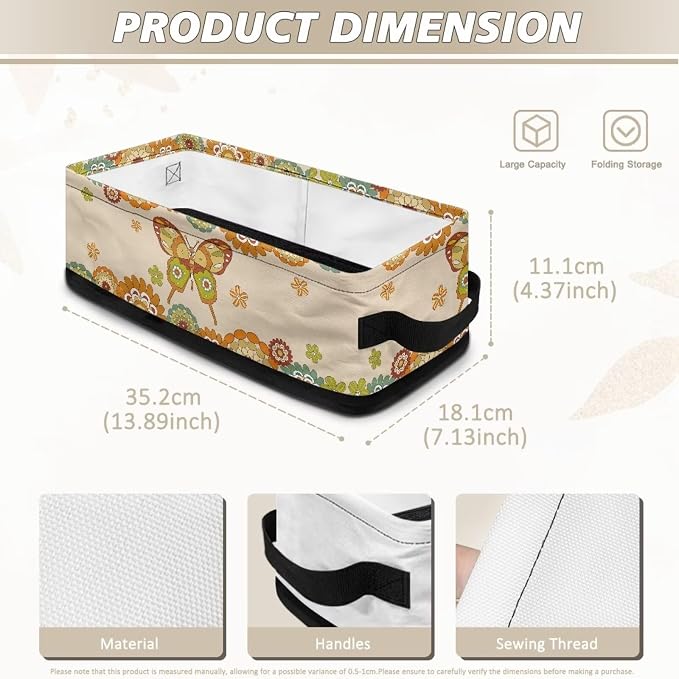 Butterfly Bohemian Toilet Paper Storage Basket for Back of Toilet, Decorative Bathroom Baskets Toilet Paper Baskets for Organizing Toilet Tank Baskets Tray Bathroom Accessories