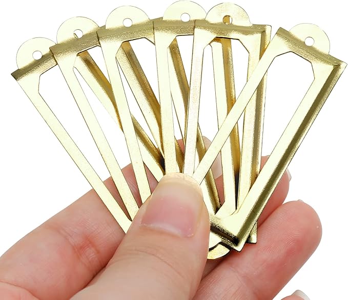50 PCS Metal Label Holders 60x17mm Gold with Screws | Iron Gold-Plated Rust-Proof, 60x17mm Fits 44x10mm Label, Screws Included, For Cabinet Drawer File Box