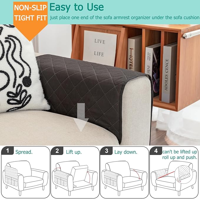 Remote Control Holder for Recliner Armchair Caddy Couch Armrest Organizer, Non-Slip Arm Chair Bedside Caddy Storage Organizer for Recliner Couch With 6 Pockets for Magazine, Phone, iPad (Black)