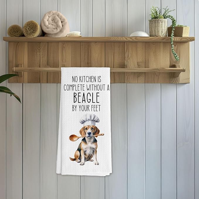 Funny Beagle Dog Kitchen Towels, Beagle Gifts for Women Men Dish Tea Towels for Kitchen Decor, Dog Lover Mom Gifts Decorative Hand Towels, 16x24 Inch