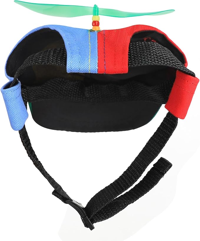 Pet Propeller Hat - Colorful Rainbow Helicopter Hat, Adjustable Cute Baseball Cap with Removable Propeller for Small Medium Dogs & Cats (Sizes S/L)