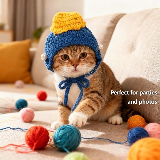 Cute Cat Hat Costume Suitable for 5 to16 lbs - Kitten hat Head Circumference 11" or Less cat Hats for Cats only pet Photography Outfits