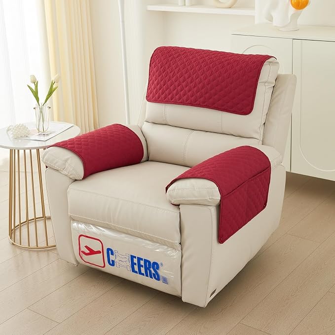 XMAYODS 3 Pcs Recliner Covers Sherpa Arm Covers for Recliner Chair with Storage Pockets Headrest Cover for Recliner Chair Armchair Slipcovers for Sofa Recliner Protector (Color : #9)