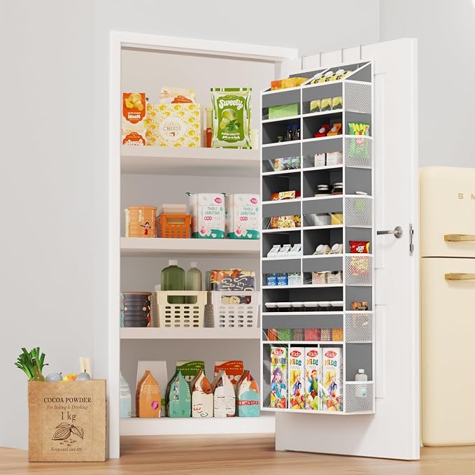 Over the Door Hanging Organizer - 50lb Load Closet Door Storage with Large Pockets, Behind The Door Organizer for Bathroom Nursery Dorm