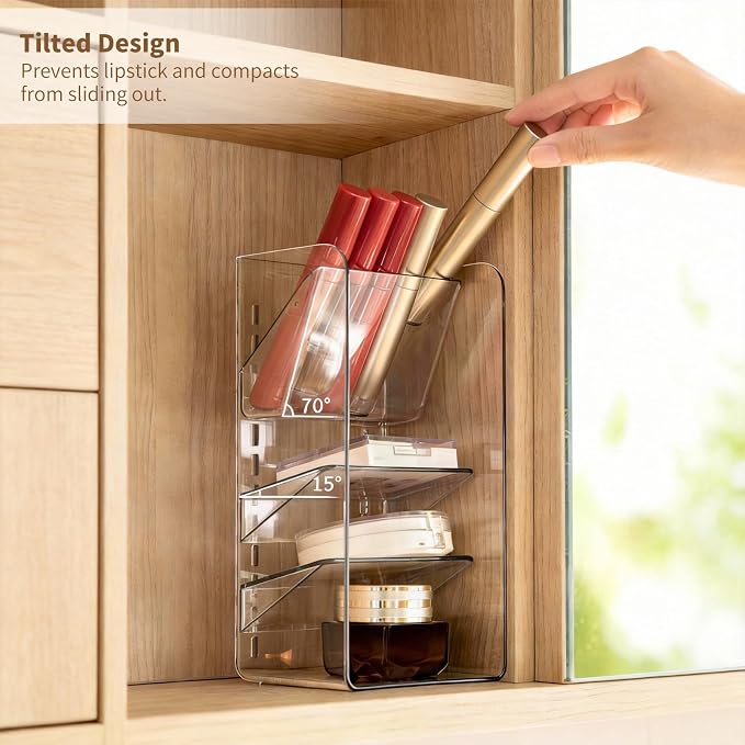 PAVSTINE Clear Medicine Cabinet Organizer, Slim Makeup Holder, for Bathroom, Vanity, Countertop