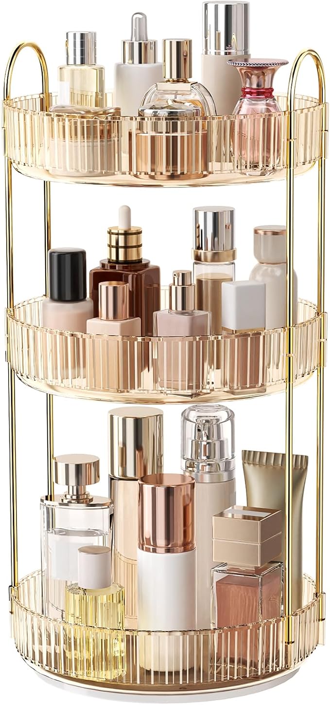 360° Rotating Makeup Organizer, Large Capacity Skincare & Cosmetics Storage | Skincare & Makeup Caddy, Bathroom Counter Organizer, Spinning Storage Tray for Perfume, Dresser, Bedroom, Vanity Countertop