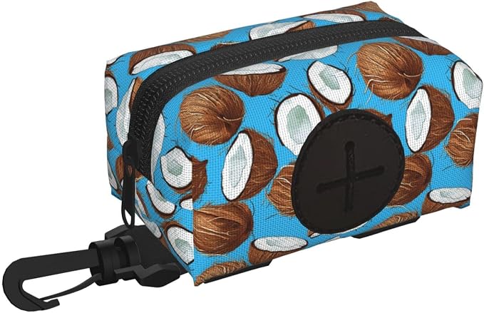 Coconut Pet Waste Bag Dispenser 0.2L | Portable Dog Poop Holder Waste Bag With Zipper Park Doggy Walking Accessory