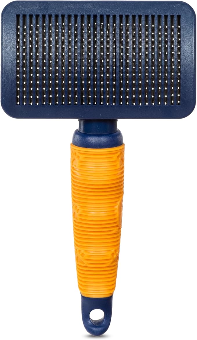 Arm & Hammer Deodorizing Slicker Brush for Dogs, Fragrance Transfer Technology with Baking Soda, Self-Cleaning Button, Removes Loose Fur & Tangles, Dog Grooming Brush, Sweet Apple & Rose Scent