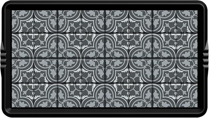 BEHERO Boot Tray Shoe Mat Decorative Patterned, Rubber Boot Matt Tray Indoor and Outdoor Use, 16" x27.5" Shoe Cleaning Mat Non-Slip, Shoe Storage Waterproof with Artistic Prints for Entryway(Gray)