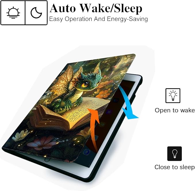 for Microsoft Surface Pro 7 Plus,Surface Pro 7/6/5/4 12.3" Tablet Case,Auto Wake/Sleep,Adjustable Stand Protective Cover - Fantasy Dragon