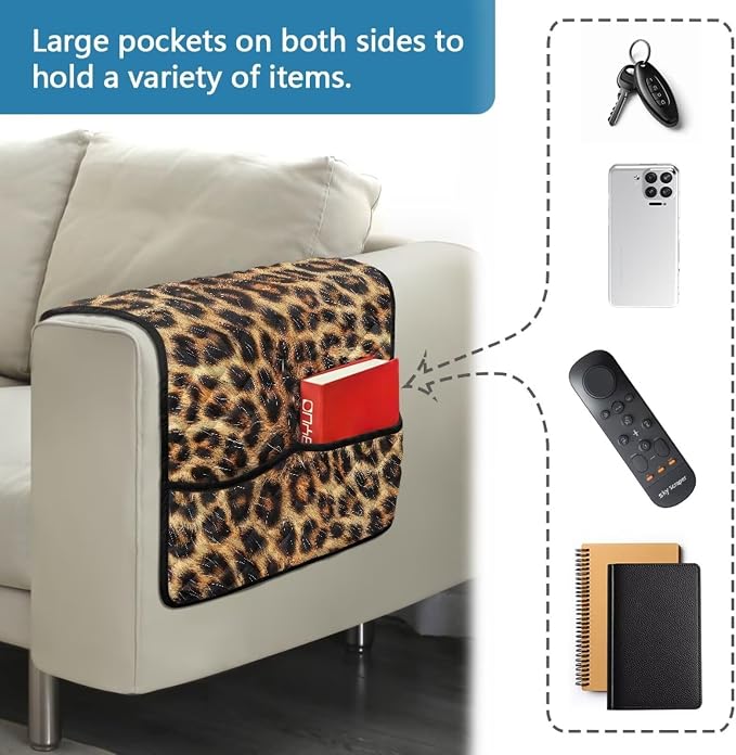 Leopard Sofa Arm Covers for Couch Stretch Arm Rest Cover, Anti-Stains Couch Arm Cover Easy to Clean Sofa Slipcover Furniture Protector Office Chair Armrest Covers