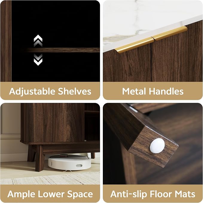 Shoe Cabinet with Doors & Adjustable Shelves, Walnut | Modern Wooden Storage Cabinet for Entryway, Mudroom And Apartment, Reducing Clutter And Dust Buildup