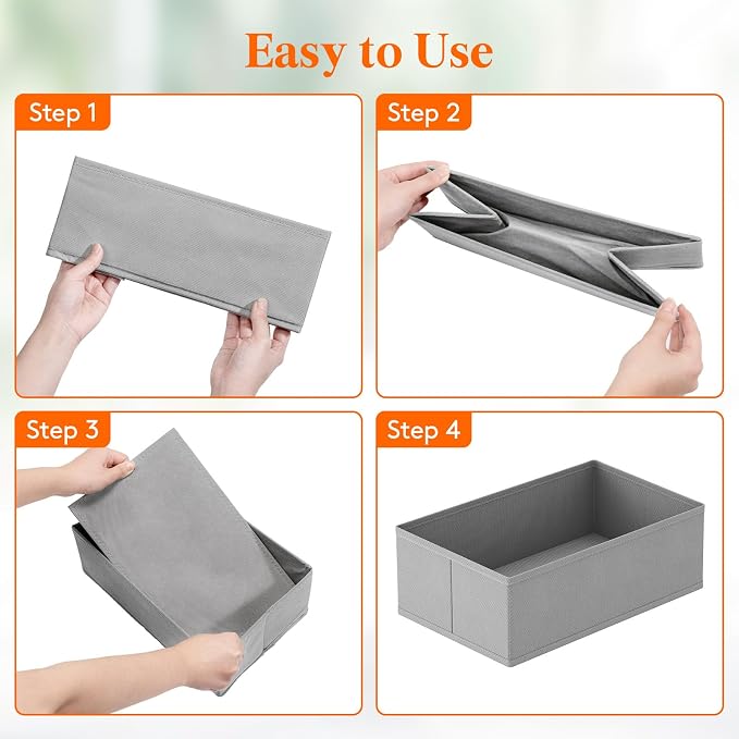 Lifewit Drawer Organizer Clothes for Closet, Light Gray, 16 Pack | 3 Sizes Underwear Wardrobe Drawer Dividers, Fabric Foldable Dresser Storage Organizer Bins for Sock, Bra, Lingerie, Undies