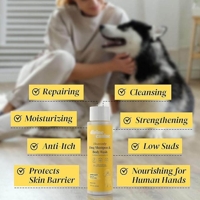 Dog Shampoo and Body Wash - 13.5 Fl Oz of Super Soft Pet Shampoo for Dogs - Made with Honey and Milk for a Healthy Skin and Coat - Made in the USA