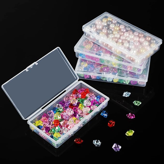 SATINIOR 24 Packs Small Clear Plastic Beads Storage Containers Box with Hinged Lid for Storage of Small Items, Crafts, Jewelry, Hardware(4.8 x 2.4 x 0.9 in)